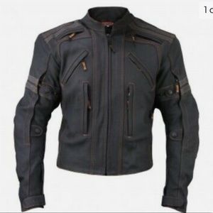 Mens Armored Leather Motorcycle Street Jacket